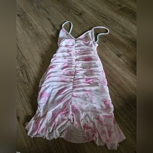 PrettyLittleThing Pink and White Dress